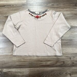 Bechamel‎ Women's Size Medium Top Cottagecore Grandma Embroidered Neutral Cotton
